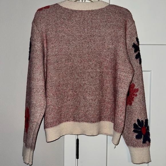 NWT Nicole Miller Women's Pink Floral Sweater Cardigan XL exclusive on decor - Picture 5 of 7